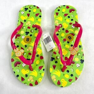 NWT Disney Parks Tropical Fruit Hidden Mickey Flip Flops
